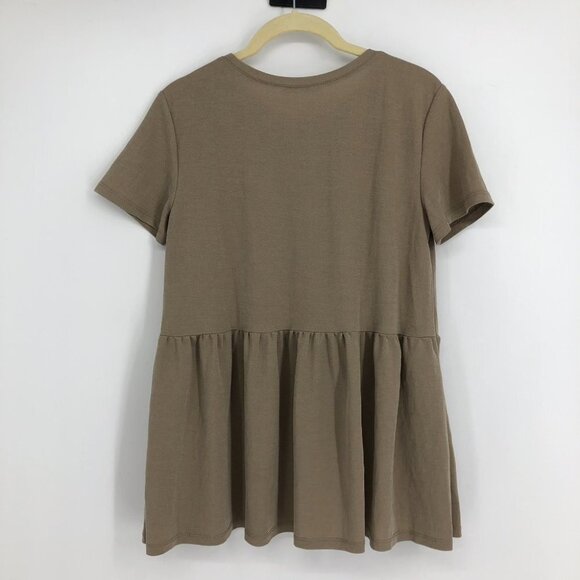 Zara Peplum Short Sleeve Top Khaki Size  S - Picture 8 of 15